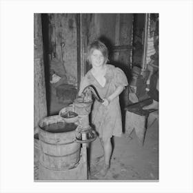 Child Drawing Water,Camp Near Mays Avenue, Oklahoma City, Oklahoma, See General Caption 21 By Russell Lee Canvas Print