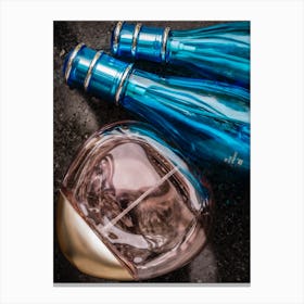 Blue Perfume Bottles Canvas Print