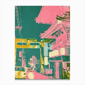 Nikko Japan Retro Duotone Silkscreen 1 Canvas Print