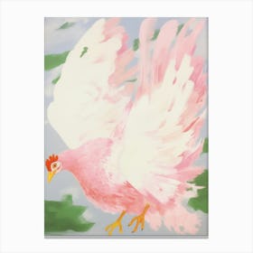 Pink Ethereal Bird Painting Chicken 1 Canvas Print