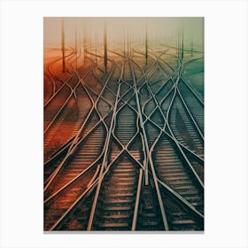 Train Tracks In The Fog Canvas Print