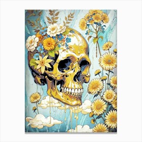 Surrealist Floral Skull Painting (56) Canvas Print