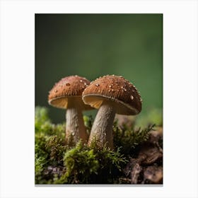 Mushrooms On Moss 1 Canvas Print