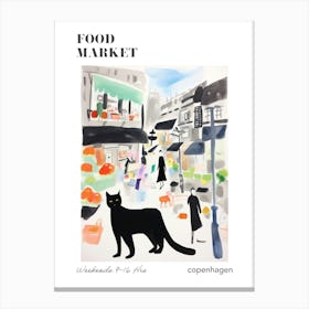 The Food Market In Copenhagen 2 Illustration Poster Canvas Print