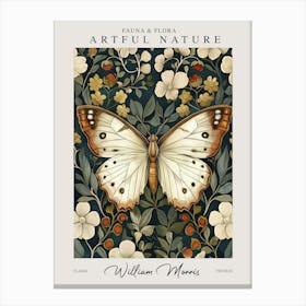 William Morris Butterfly Brown And White Flowers Exhibition Canvas Print