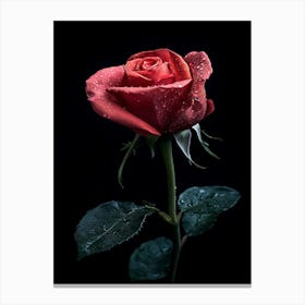 Red Rose On Black Background 54 Canvas Print