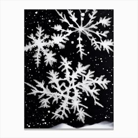 Stellar Dendrites, Snowflakes, Black & White 5 Canvas Print
