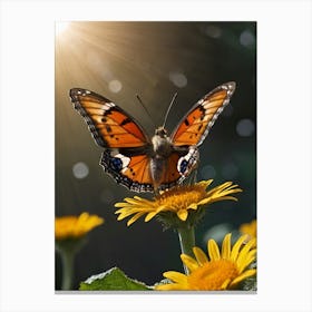 Butterfly On A Flower Canvas Print