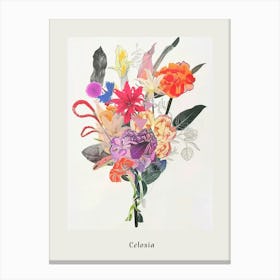 Celosia 3 Collage Flower Bouquet Poster Canvas Print