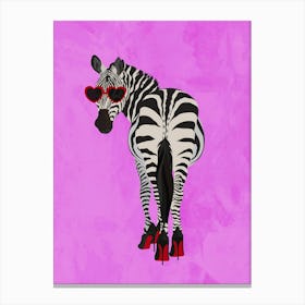 Zebra In Heels & Love heart glasses Canvas Print