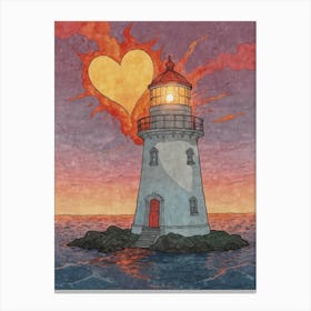 Heart Lighthouse Canvas Print