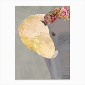 Elephant With Flower Crown Canvas Print