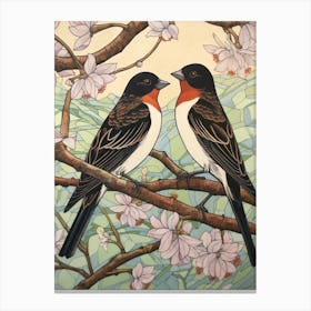 Art Nouveau Birds Poster Barn Swallow 4 Canvas Print