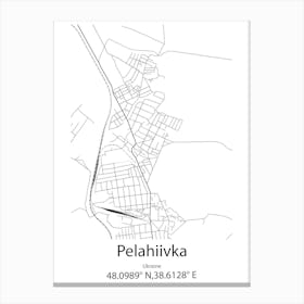 Pelahiivka,Ukraine Minimalist Map Canvas Print