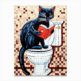 Black Cat Reading A Book 1 Canvas Print