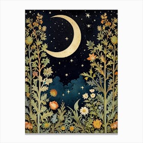 Moon Night Style William Morris 1 Canvas Print