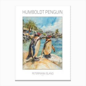Humboldt Penguin Petermann Island Watercolour Painting 3 Poster Canvas Print