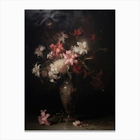 Moody Flower Vintage Painting Canvas Print