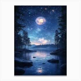 Night Sky In The Forest Canvas Print