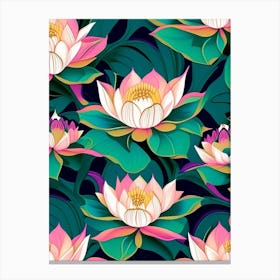 Lotus Flower Repeat Pattern Fauvism Matisse 4 Canvas Print