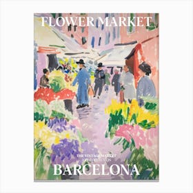 Vintage Flower Market Painting Barcelona Canvas Print