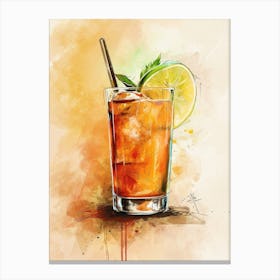 Cocktail Watercolour Inspired 4 Canvas Print