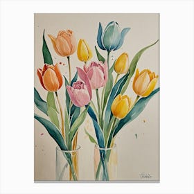 Watercolor Tulips Canvas Print