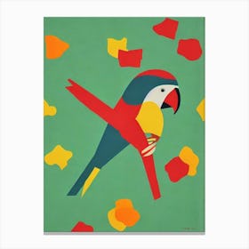 Parrot Midcentury Illustration Bird Canvas Print