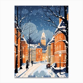 Winter Travel Night Illustration Nottingham United Kingdom 3 Canvas Print