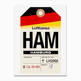 Hamburg (HAM) Germany Vintage Airline Luggage Tag Canvas Print