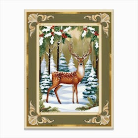 Deer In The Forest Style William Morris 3 Canvas Print