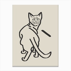 Line Art Cat Drawing 5 Canvas Print