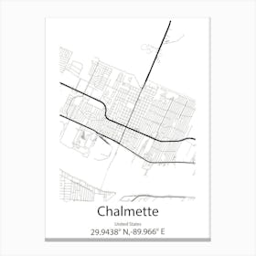 Chalmette,United States Minimalist Map Canvas Print