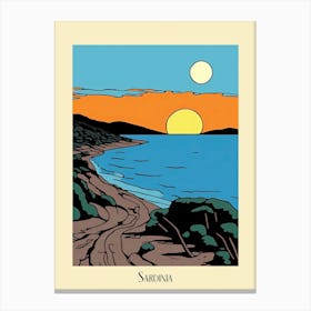 Poster Of Minimal Design Style Of Sardinia, Italy 3 Canvas Print