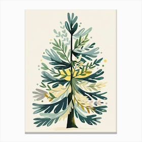 Douglas Fir Tree Illustration Flat 4 Canvas Print