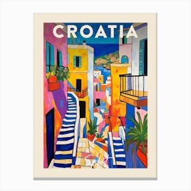 Split Croatia 8 Fauvist Painting Travel Poster Canvas Print