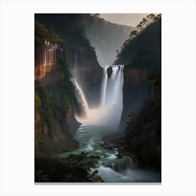 Nohsngithiang Falls Of The North, India Realistic Photograph (2) Canvas Print
