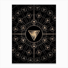 Geometric Glyph Radial Array in Glitter Gold on Black n.0390 Canvas Print