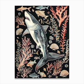 Bigeye Thresher Shark Black Seascape Canvas Print