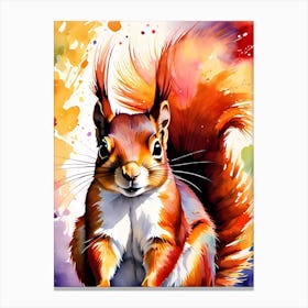 Red Squirrel Watercolor Painting Canvas Print