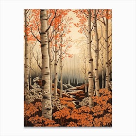 Birch 3 Vintage Autumn Tree Print  Canvas Print