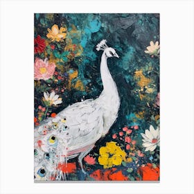 White Peacock Painting 1 Canvas Print
