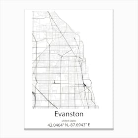 Evanston,United States Minimalist Map Canvas Print