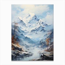 Blue Abstract Mountain Landscape #3 Canvas Print