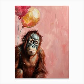 Cute Orangutan 1 With Balloon Canvas Print