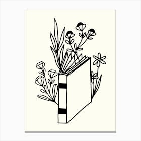 Book And Flowers Monoline Hand Drawing Aesthetic Illustration Canvas Print