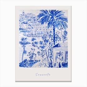Sorrento Italy Blue Drawing Poster Canvas Print