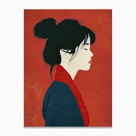 Asian Girl, Minimalism 1 Canvas Print