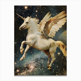 Retro Unicorn With Wings Collage Style 2 Canvas Print