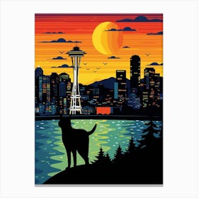 Seattle, United States Skyline With A Cat 0 Canvas Print